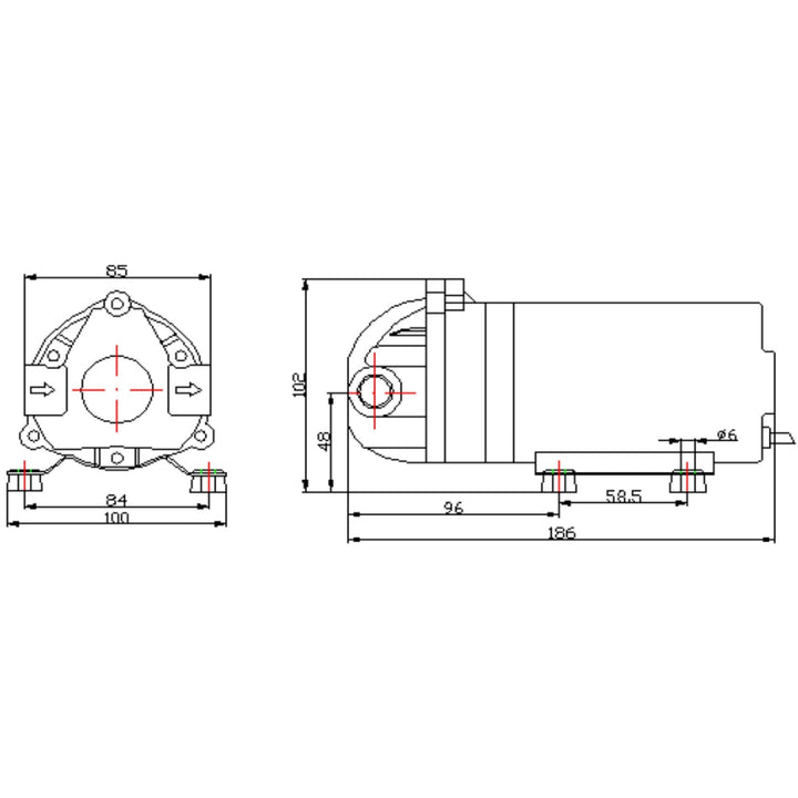 Hommix 100GPD Diaphragm Self Priming Booster Pump for Reverse Osmosis (RO) Systems