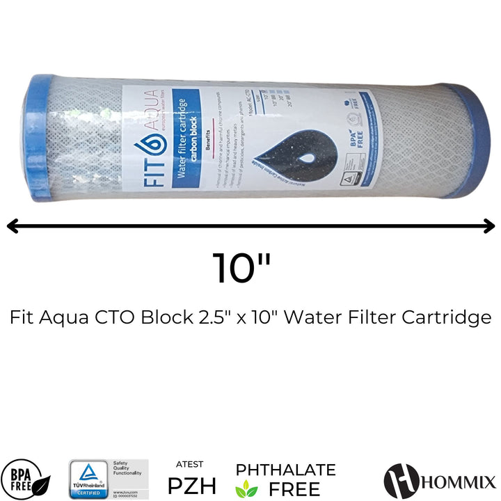 Fit Aqua Activated CTO Block 2.5" x 10" Water Filter Cartridge - Hommix UK