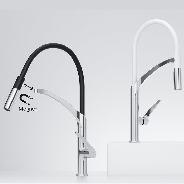 Hommix Rubineta Ultima-50 Black/ Rose Gold Silicon Neck Pull Out Kitchen Mixer (BK/RG)