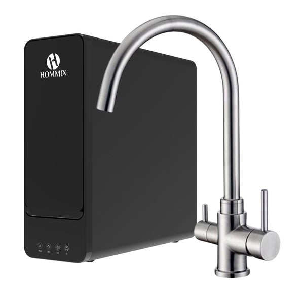 Hydro-1K Under Sink Tankless RO System With Hommix Pisa 304 Stainless Steel 3-Way Tap