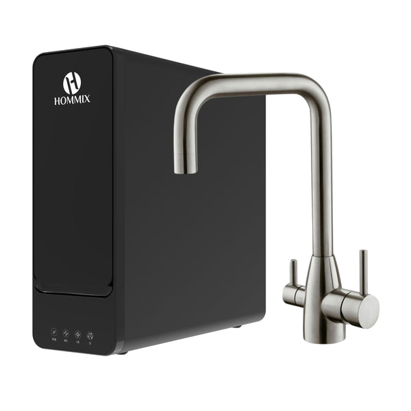 Hydro-1K Under Sink Tankless RO System With Hommix Olaf 304 Stainless Steel 3-Way Tap