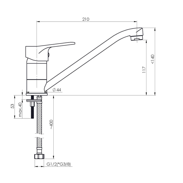 Hommix Rubineta Luka-20 Long Reach Chrome Basin Tap - Hommix UK