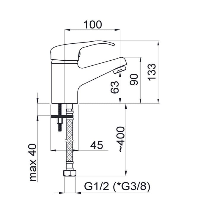 Hommix Rubineta Kapri-18 Bathroom Chrome Basin Tap