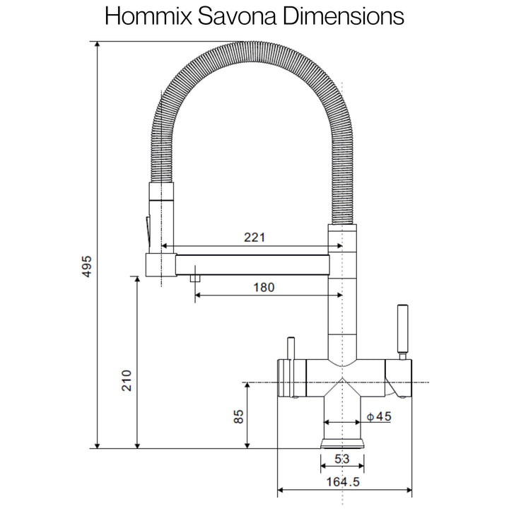 Hommix Savona Brushed Nickel Pull-Out Spray-Hose 3-Way Tap (Triflow Filter Tap) - Hommix UK