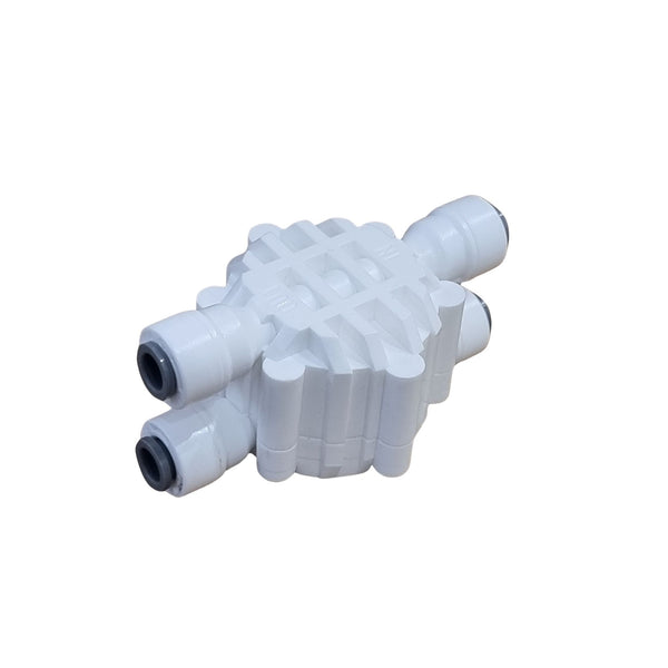 Hommix Double O Ring 1/4" Push Fit to 1/4" Push Fit 4 Way Auto Shut-Off Valve for RO Systems