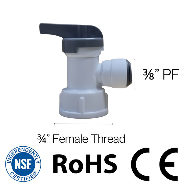 Hommix Double O Ring RO (Reverse Osmosis) Tank Valve 3/4" BSP - 3/8" Push Fitting