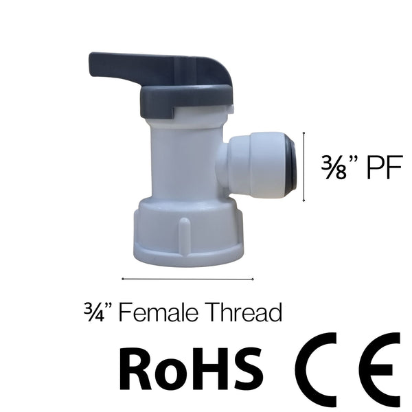 Hommix Double O Ring RO (Reverse Osmosis) Tank Valve 3/4" BSP - 3/8" Push Fitting