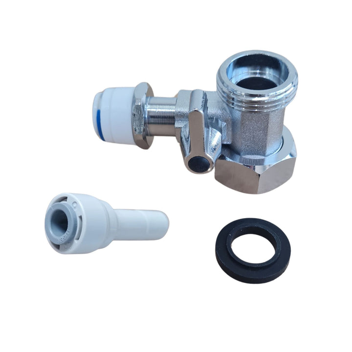 3/4 inch water filter feed connector for dishwasher and washing machine connections with 1/4" push fit