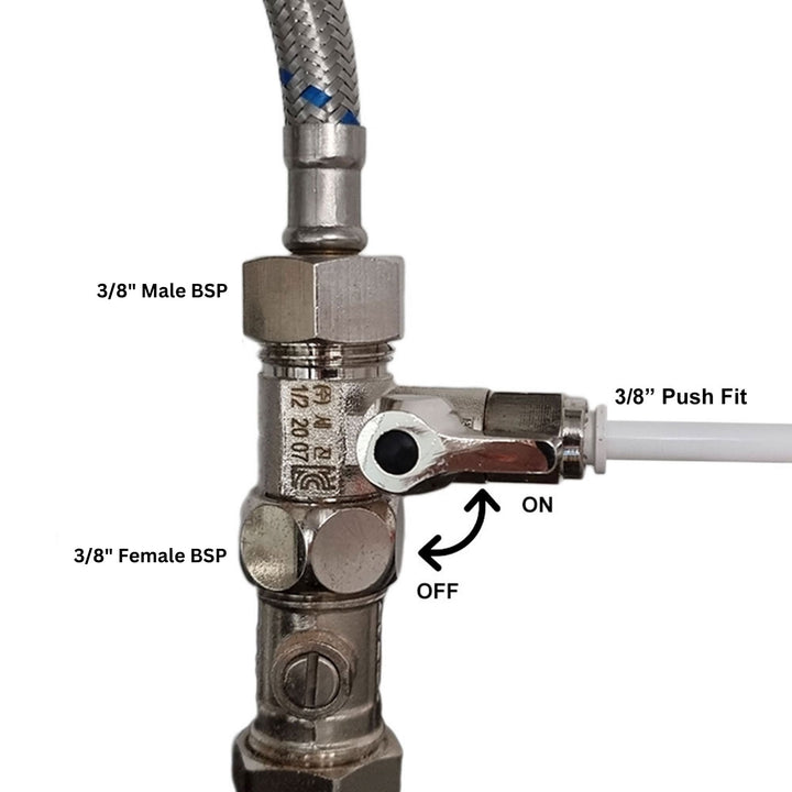 Hommix 3/8″ Feed In Valve Male & Female - 3/8″ Push Fit (Quick Connect)