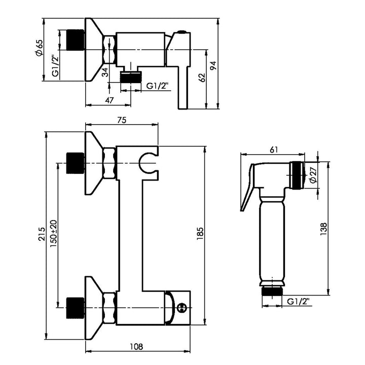 Hommix Rubineta Onyx Bathroom Bidet Mixer