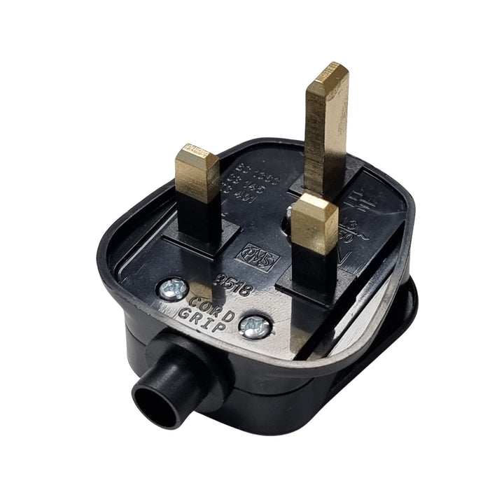 Hommix UK Mains 3 Pin Plug with Quickfit Cord Grip, 13A, 250V, BS1363/A - Black & White - Hommix UK