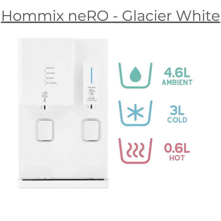 Hommix neRO 3-in-1 Countertop Reverse Osmosis Filtration System - Glacier White