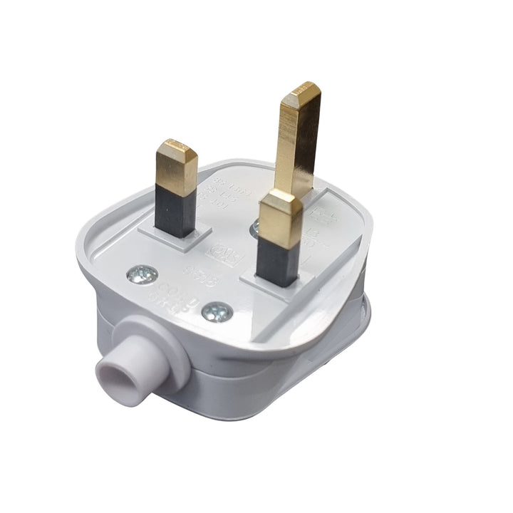 Hommix UK Mains 3 Pin Plug with Quickfit Cord Grip, 13A, 250V, BS1363/A - Black & White - Hommix UK
