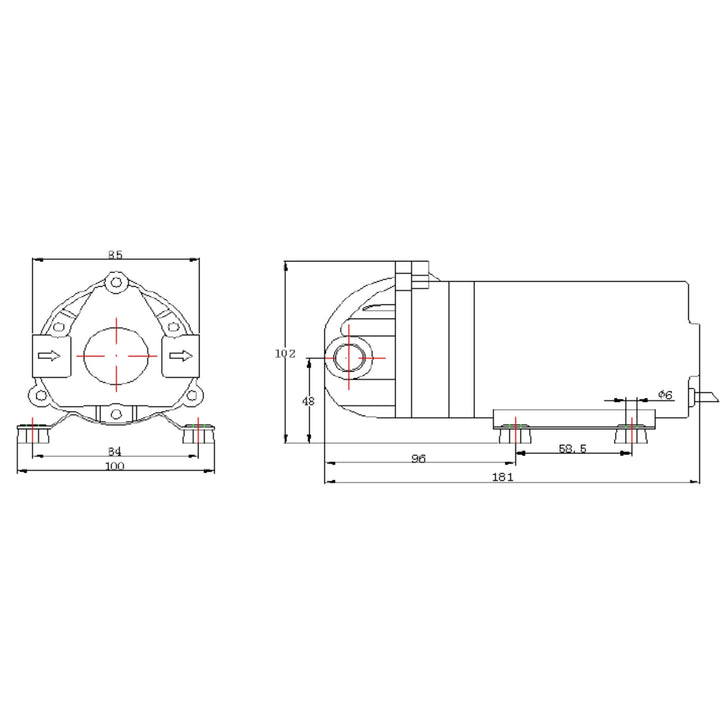 Hommix 50GPD - 75GPD Diaphragm Self Priming Booster Pump for Reverse Osmosis (RO) Systems