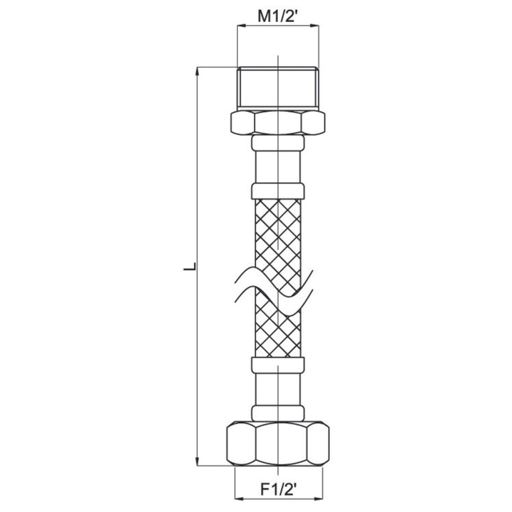 Hommix Rubineta High Pressure Hose 50cm (NP) Female 1/2″ to Male 1/2″