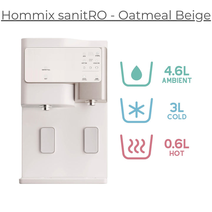 Hommix sanitRO 3-in-1 Luxury Countertop Reverse Osmosis Filtration System - Oatmeal Beige