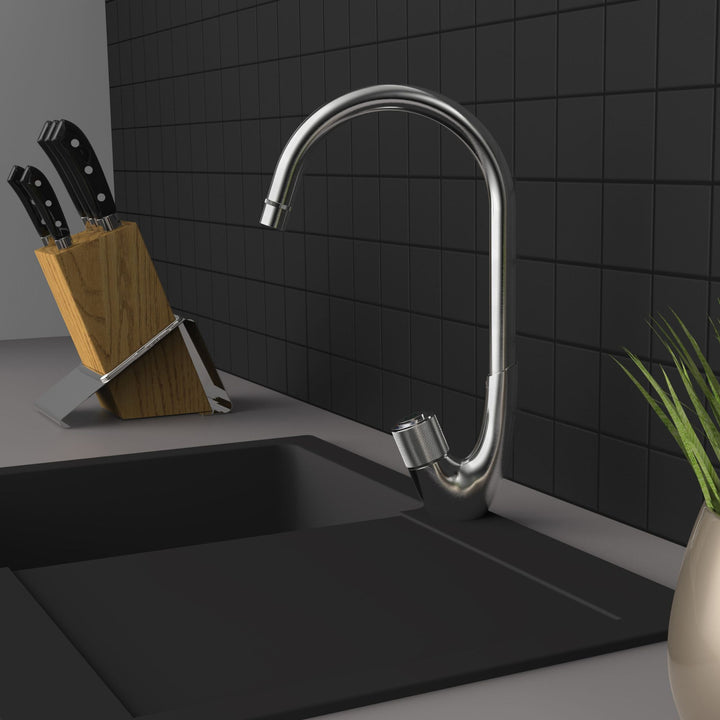 Hommix Rubineta Swan-33 Button Activated Elegant Kitchen Mixer with Flow Control