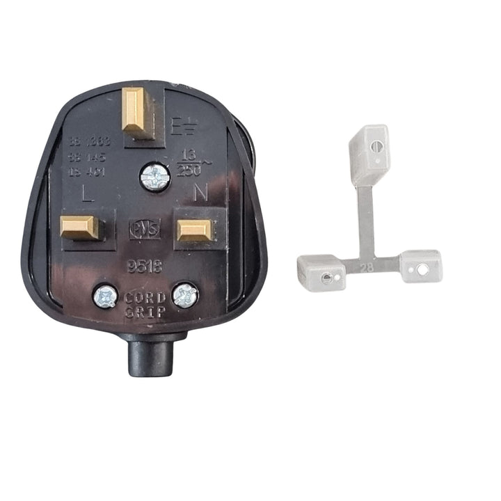 Hommix UK Mains 3 Pin Plug with Quickfit Cord Grip, 13A, 250V, BS1363/A - Black & White - Hommix UK
