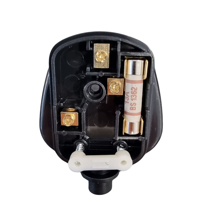 Hommix UK Mains 3 Pin Plug with Quickfit Cord Grip, 13A, 250V, BS1363/A - Black & White - Hommix UK