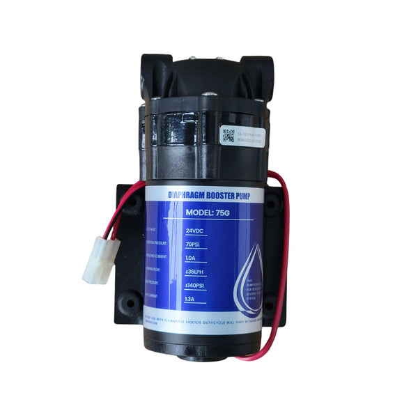Hommix 50GPD - 75GPD (Small Size) Diaphragm Self Priming Booster Pump for Reverse Osmosis (RO) Systems