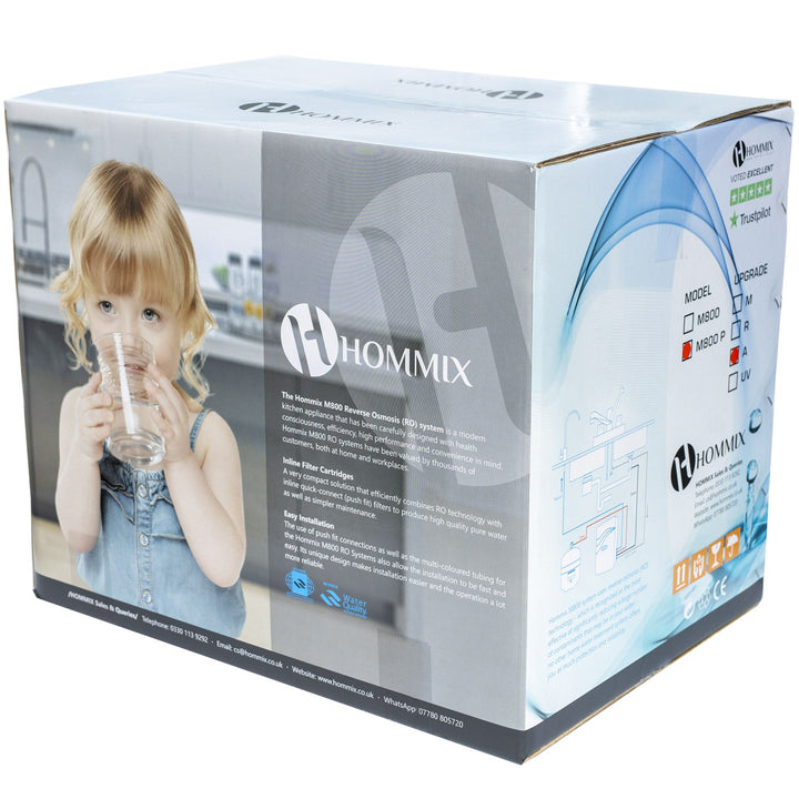 Hommix M800 Pumped 6 stage RO Under Sink Drinking Water Filter System with Alkaline PH - Hommix UK