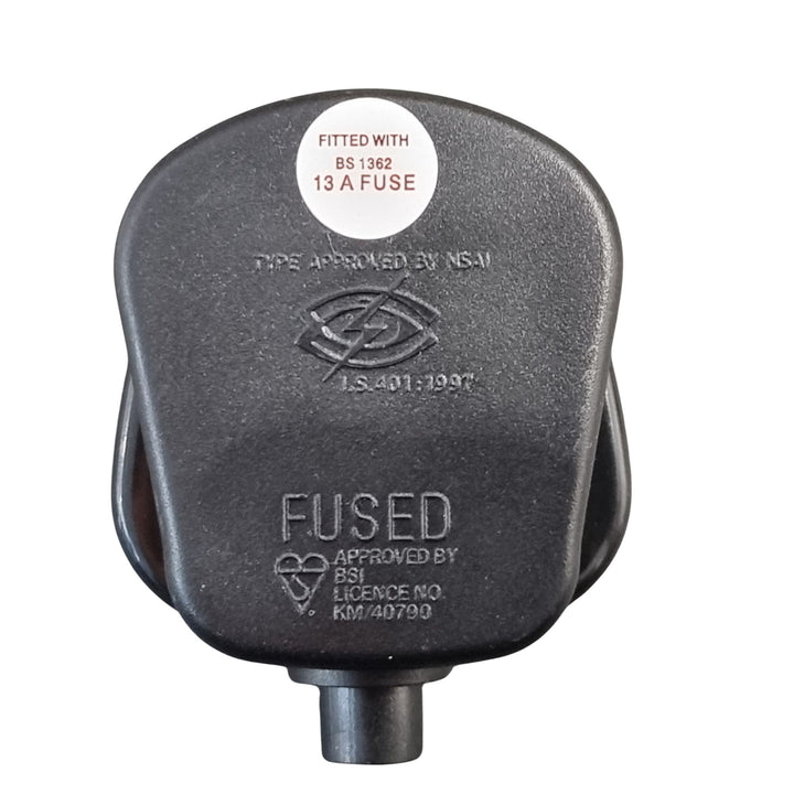 Hommix UK Mains 3 Pin Plug with Quickfit Cord Grip, 13A, 250V, BS1363/A - Black & White - Hommix UK