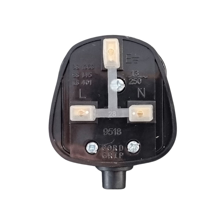Hommix UK Mains 3 Pin Plug with Quickfit Cord Grip, 13A, 250V, BS1363/A - Black & White - Hommix UK