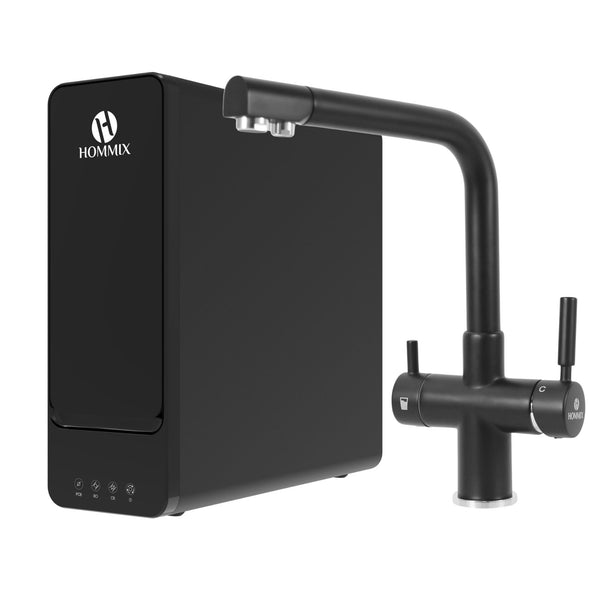 Hommix hydRO Under Sink Tankless RO System With Hommix Berta Black 3-Way Tap