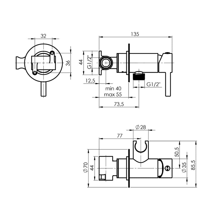 Hommix Rubineta Ultra Concealed Bathroom Bidet Mixer