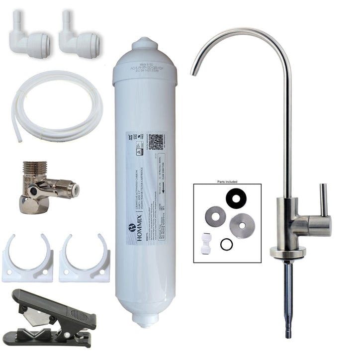 Hommix Advanced Single Filter Under-sink Drinking Water Tap & Filter Kit System Including Hommix Single Taps and Accessories