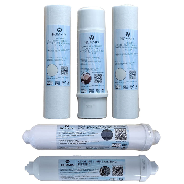 Hommix High Quality Standard (RO) Reverse Osmosis Replacement Water Filter Sets