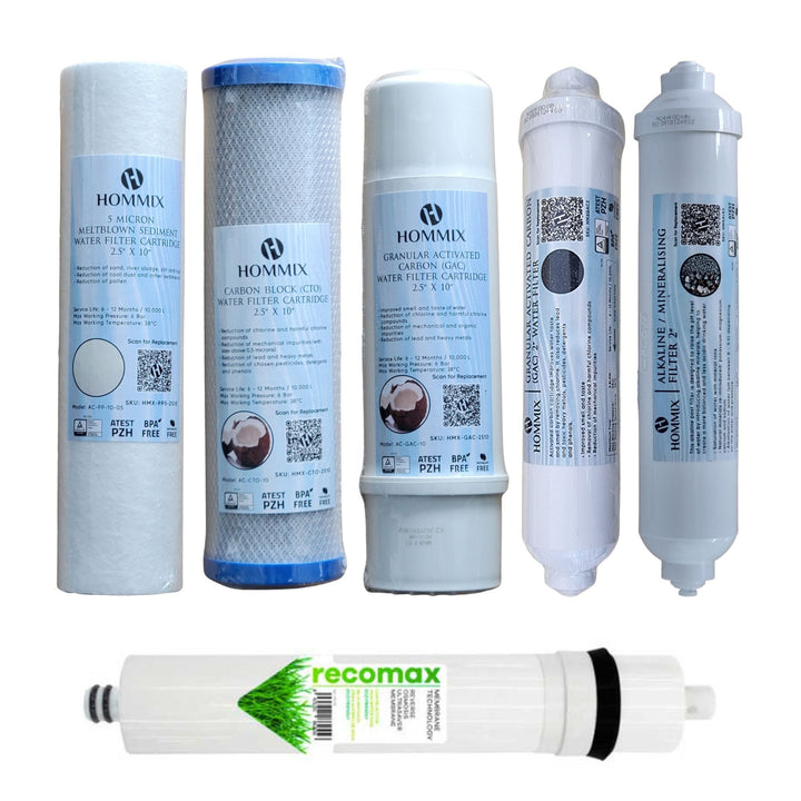 Hommix High Quality Standard (RO) Reverse Osmosis Replacement Water Filter Sets