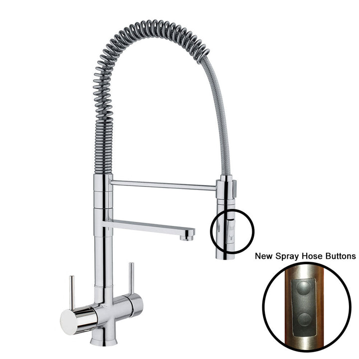 Hommix Miziana Tall Chrome Pull-Out Spray-Hose 3-Way Tap (Triflow Filter Tap) - Hommix UK