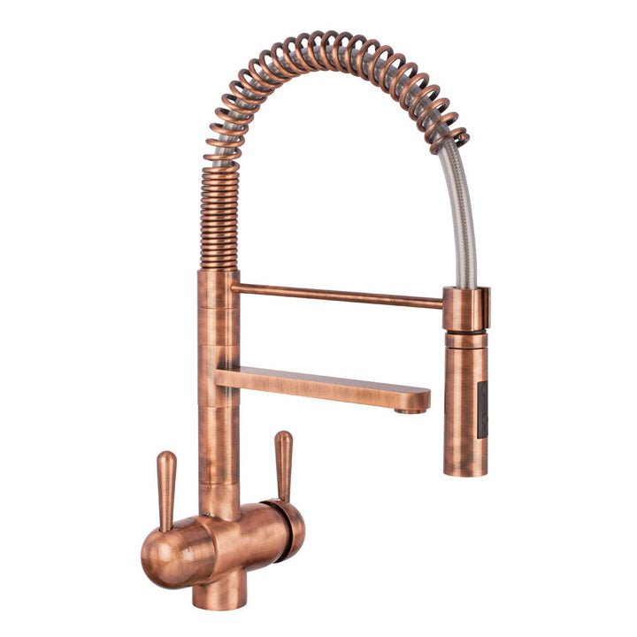 Hommix Tatiana Copper Pull-Out Spray-Hose 3-Way Tap (Triflow Filter Tap) - Hommix UK