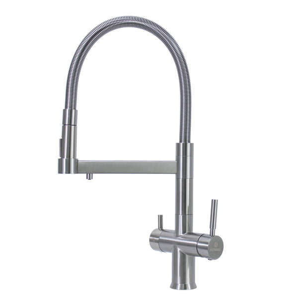Hommix Savona Brushed Nickel Pull-Out Spray-Hose 3-Way Tap (Triflow Filter Tap)