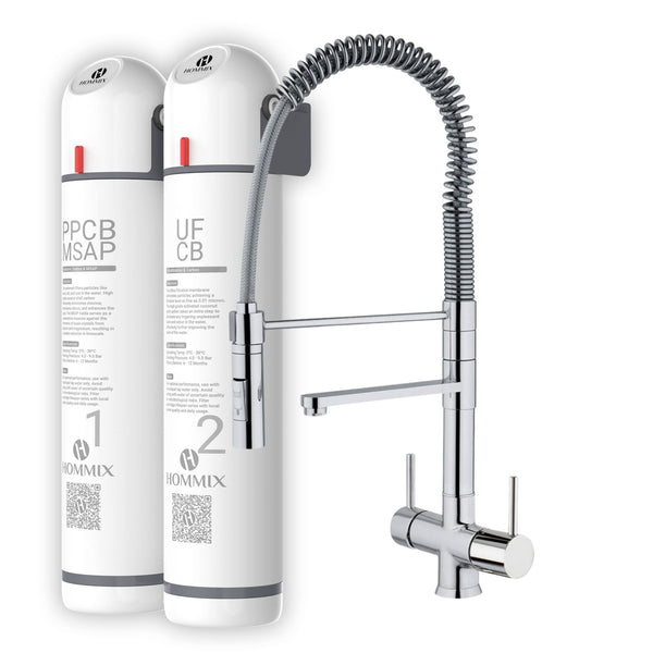 Hommix Ultra UF & Softening Drinking Water Filter with Miziana Tall Chrome