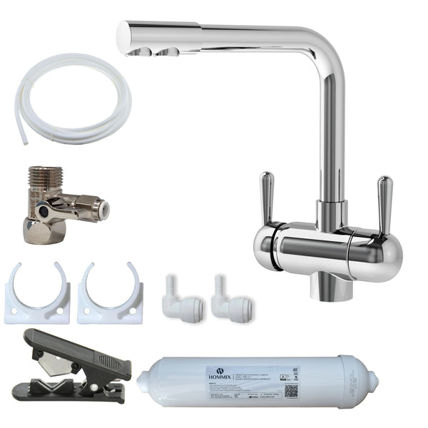 Hommix Parma Chrome 3-Way Tap & Advanced Single Filter Under-sink Drinking Water & Filter Kit - Hommix UK