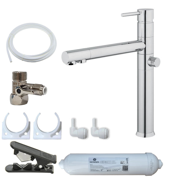 Hommix Picasso Chrome 3-Way Tap & Advanced Single Filter Under-sink Drinking Water & Filter Kit - Hommix UK