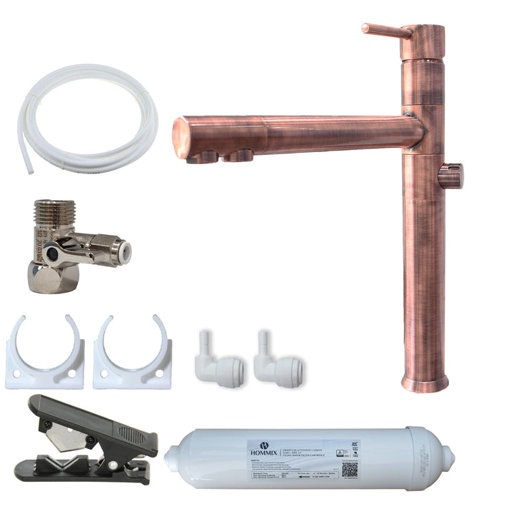 Hommix Picasso Copper 3-Way Tap & Advanced Single Filter Under-sink Drinking Water & Filter Kit - Hommix UK