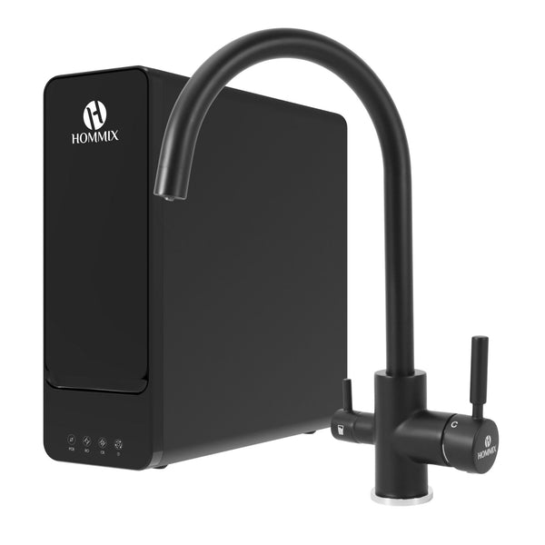 Hommix hydRO Under Sink Tankless RO System With Hommix Verona Black 3-Way Tap