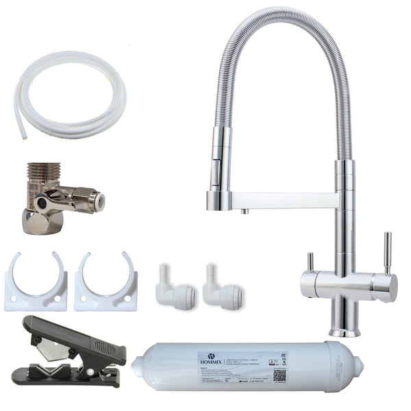 Hommix Savona Chrome 3-Way Tap & Advanced Single Filter Under-sink Drinking Water & Filter Kit - Hommix UK