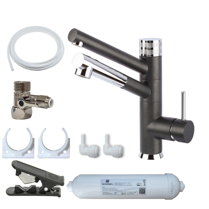 Hommix Sicilia Black 3-Way Pull-Out Tap & Advanced Single Filter Under-sink Drinking Water & Filter Kit - Hommix UK
