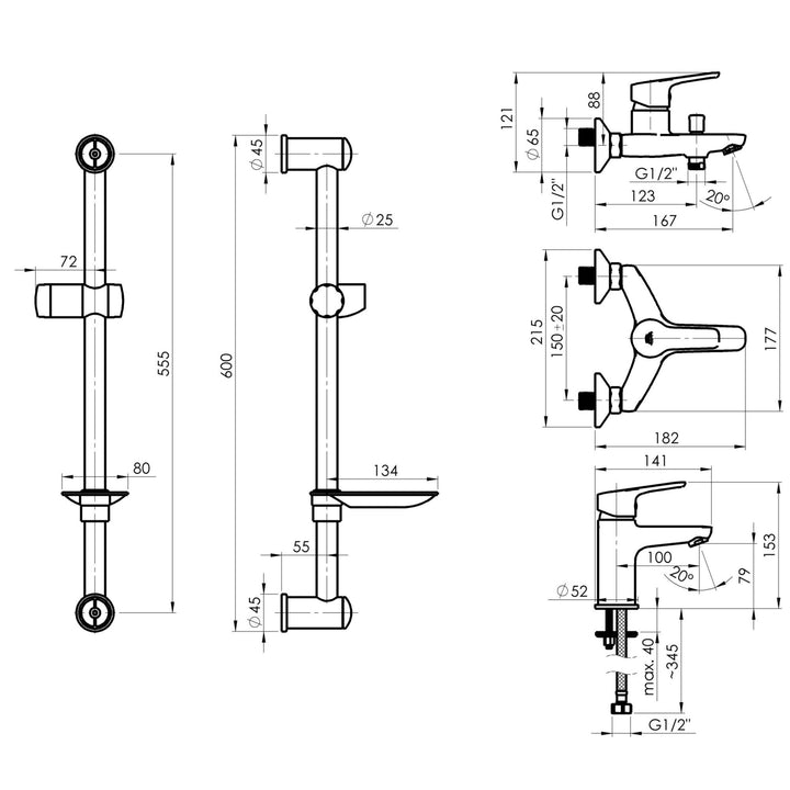 Hommix Rubineta Uno-10 + Uno-18 + Varianta – Delta Shower & Bathroom Set