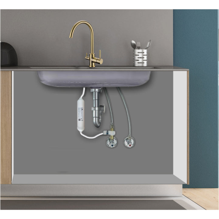Hommix Verona Brushed Brass 3-Way Tap & Advanced Single Filter Under-sink Drinking Water & Filter Kit - Hommix UK