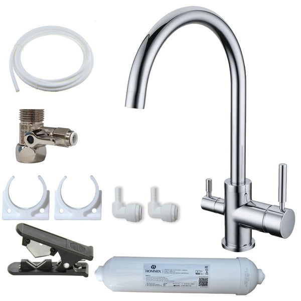 Hommix Verona Chrome 3-Way Tap & Advanced Single Filter Under-sink Drinking Water & Filter Kit - Hommix UK