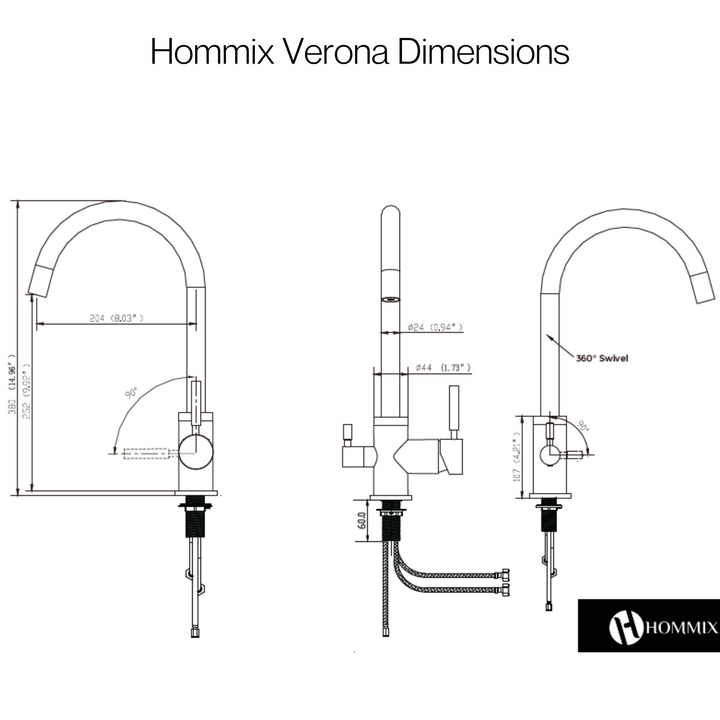 Hommix Verona Brushed Nickel 3-Way Tap (Triflow Filter Tap) - Hommix UK