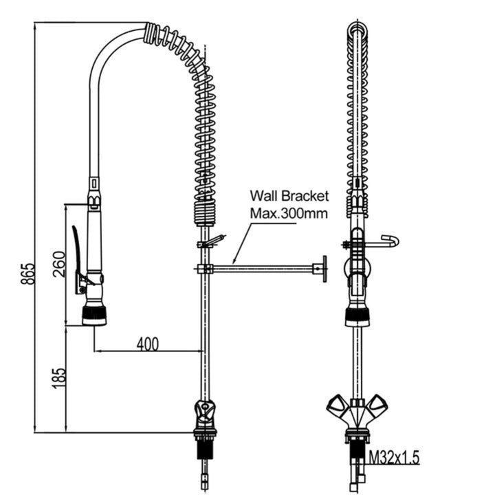 Hommix Turin Commercial Restaurant Kitchen Pre-Rinse Spray Tap - Hommix UK