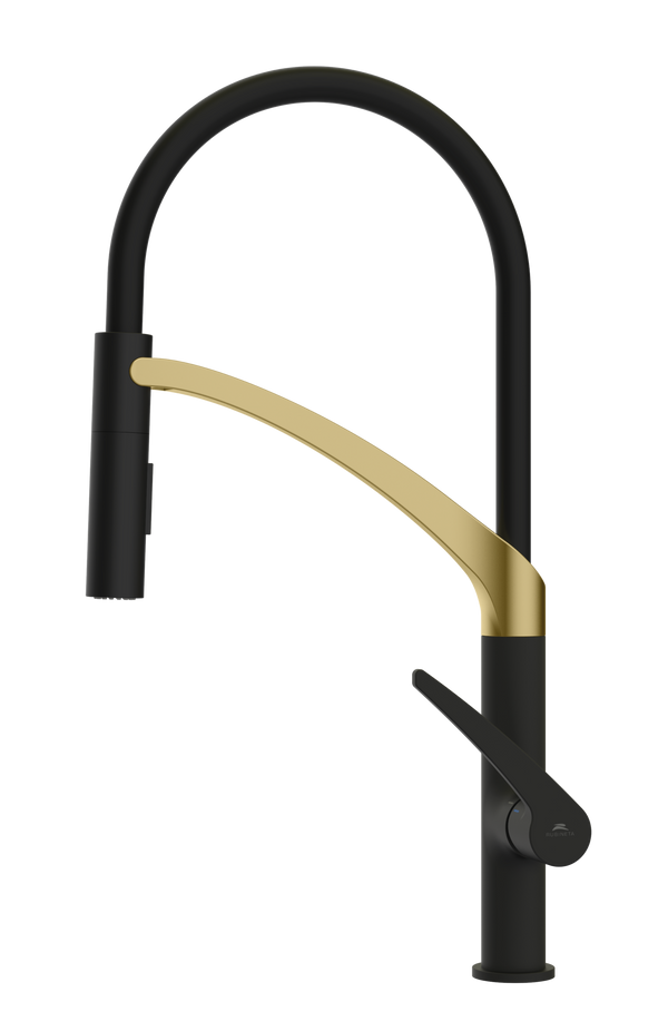 Hommix Rubineta Ultima-50 Black and Gold Pull Out Kitchen Mixer (BK/GD)