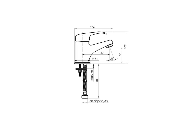 Hommix Rubineta Optima-18 Small Chrome Basin Tap
