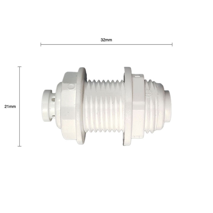 1/4" Push Fit to 1/4" Push Fit Bulk Head Connector - Hommix UK